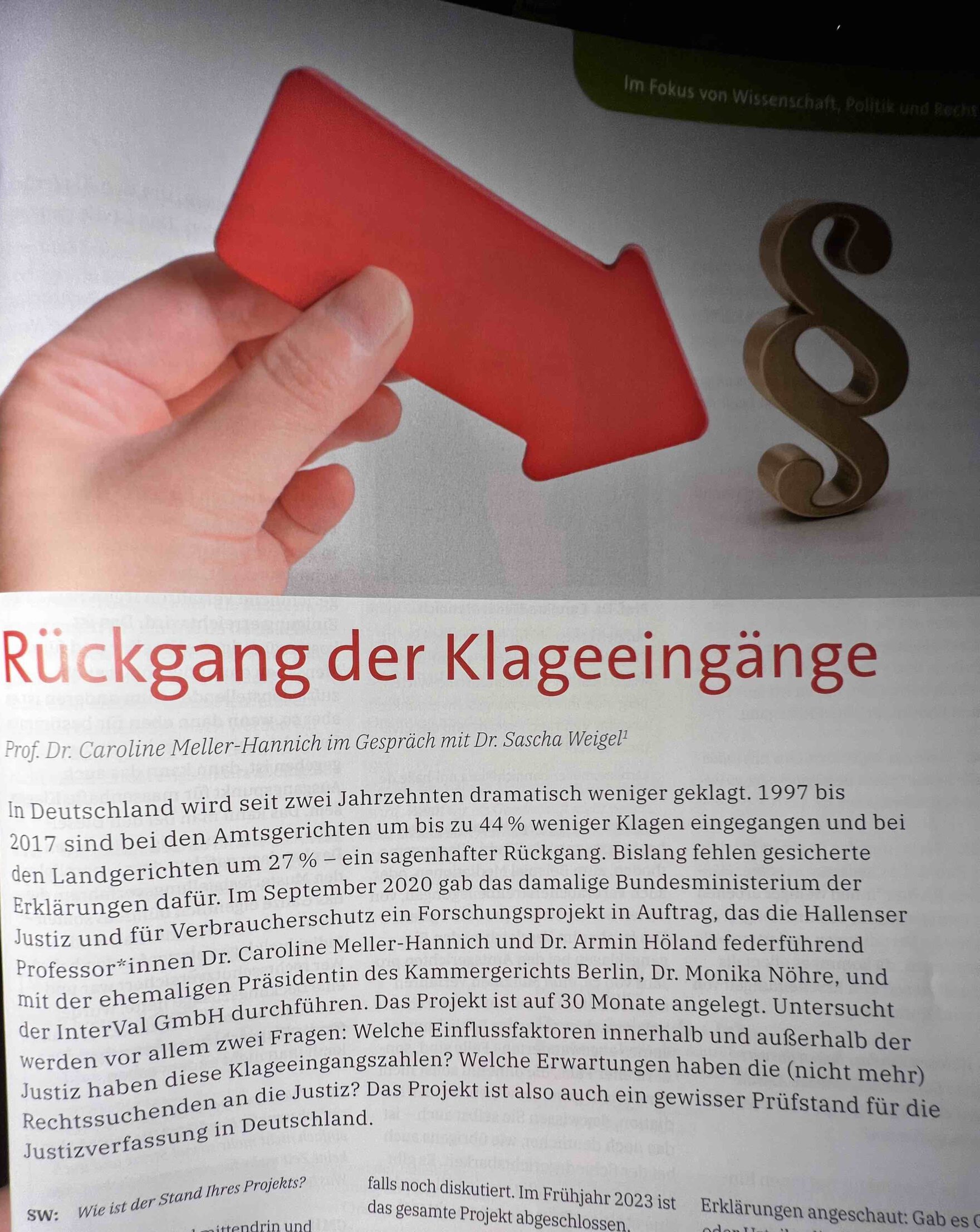 Rückgang der Klageeingänge